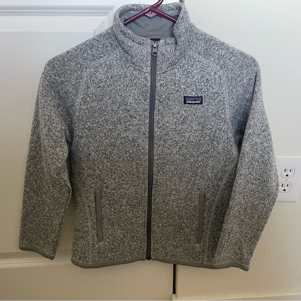 Patagonia Better Sweater Full Zip Girl’s Size M in Birch White NWT